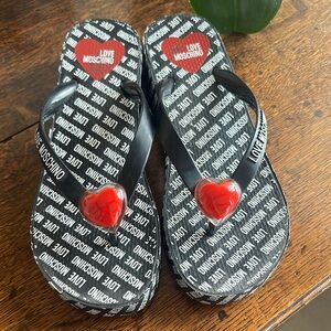 Love Moschino Black and Red Heart woman Sandals 38/7